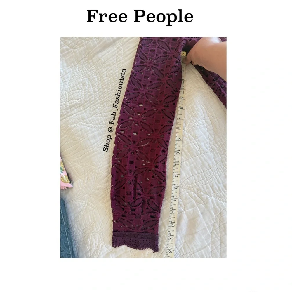 Free People Crochet longe sleeve Blouse Small
